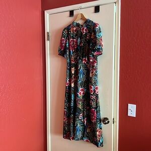 Julia Jordan floral tie neck (bow in back) midi dress.